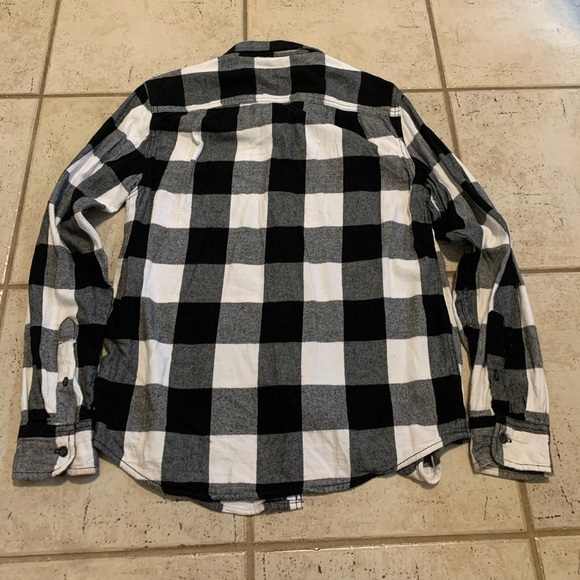 George Black and White Buffalo Plaid Flannel Shirt Size Small - Picture 3 of 5